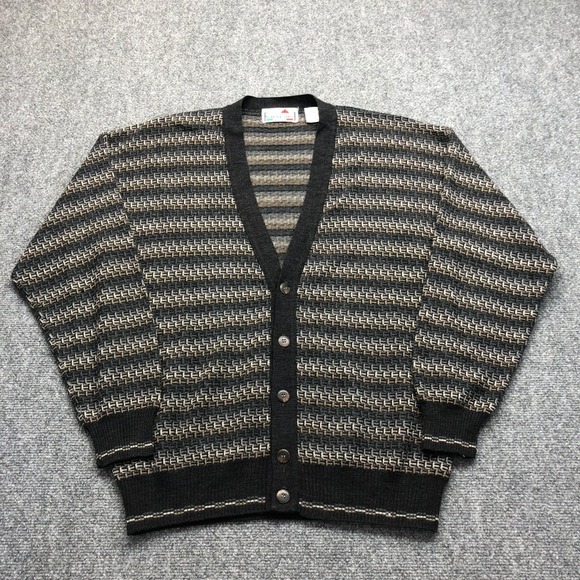 Florence Tricot Other - Florence Tricot Mens Cardigan Sweater Medium Black Grey Wool Blend Made in Italy